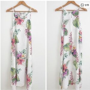 Lungo L'arno - size small 100% Linen Floral Hawaiian Dress